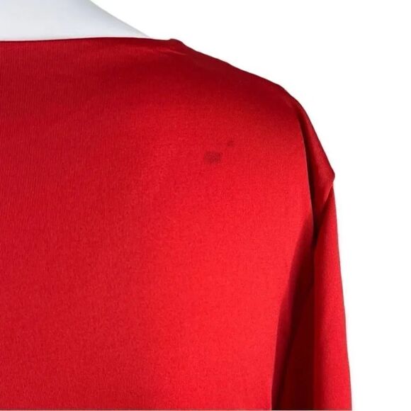 Plunging V Neck Ruched Cocktail Dress Red Size Large - Picture 4 of 5